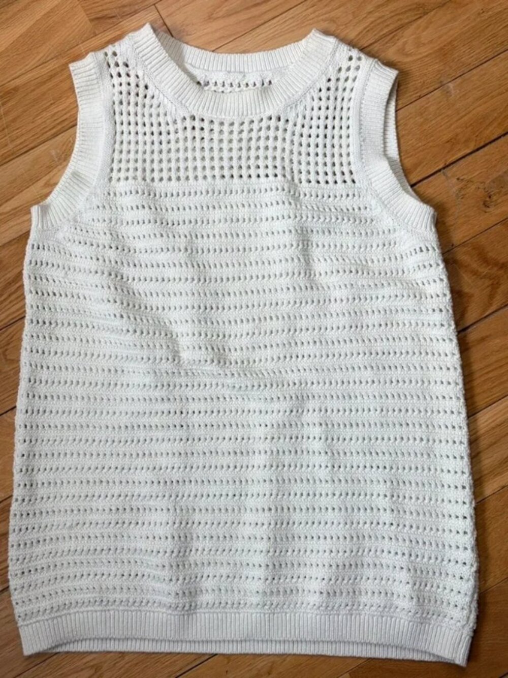 M&S Ivory Crochet Knit Tank Top Sleeveless Jumper Vest XS